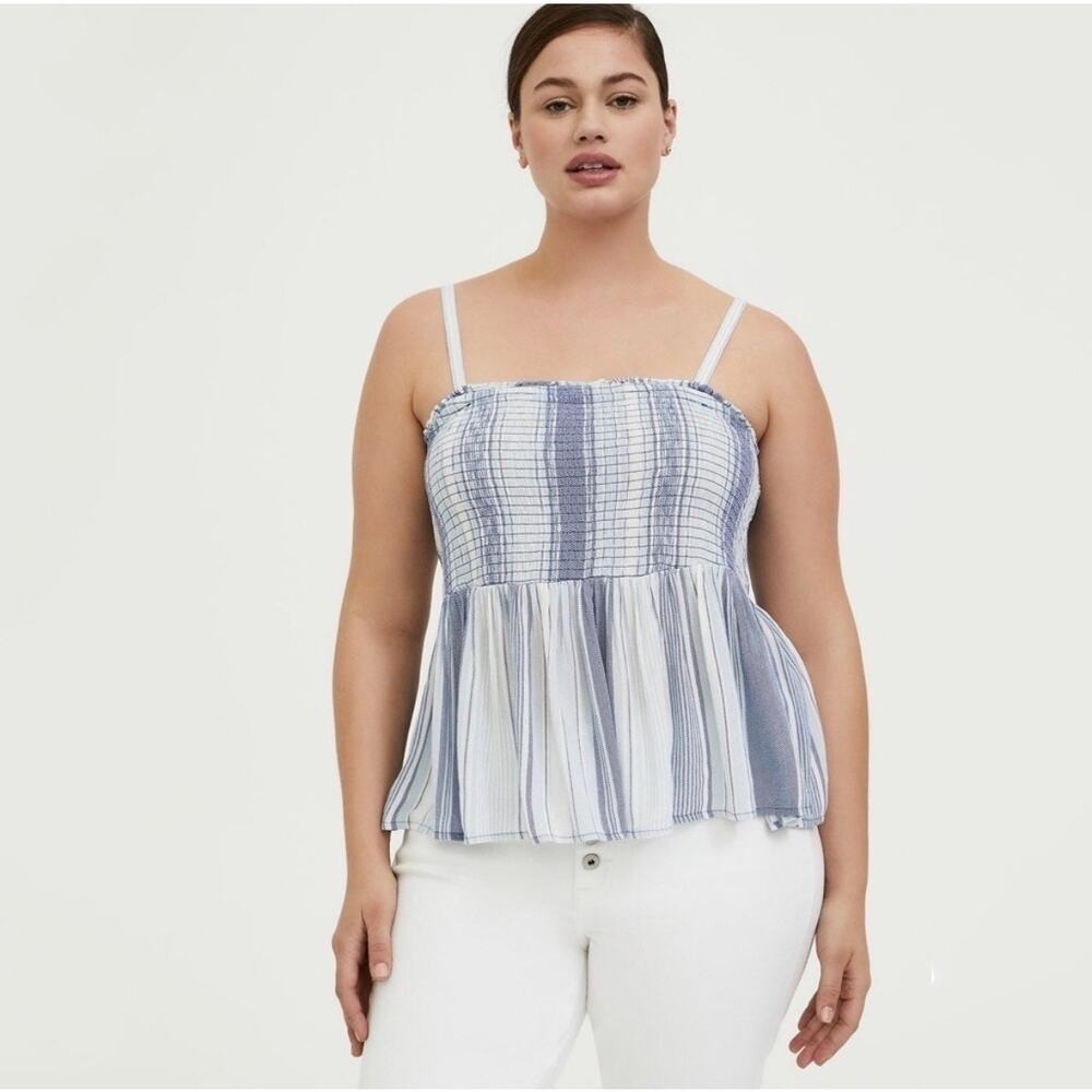 Torrid Striped Smocked Babydoll Top Sz 4